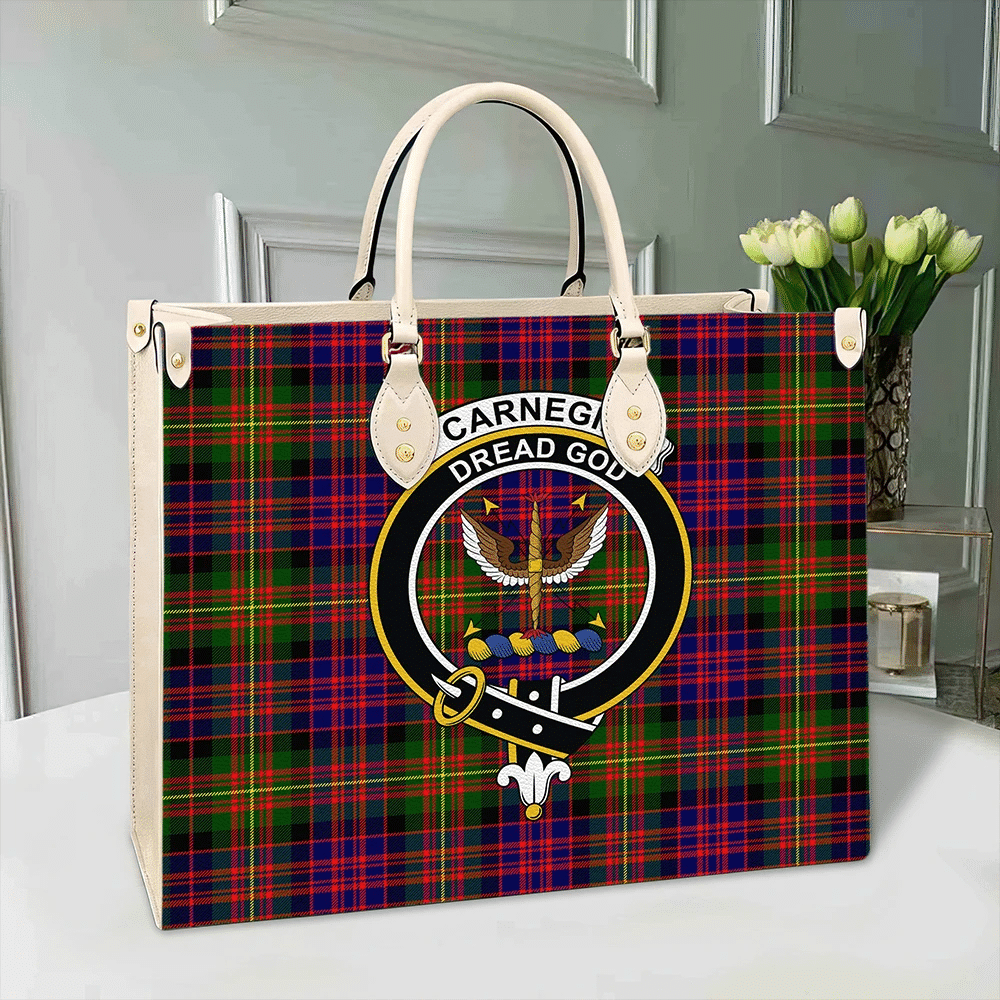 Clan Carnegie Modern Tartan Crest Leather Bag SA15 Clan Carnegie Tartan Today   