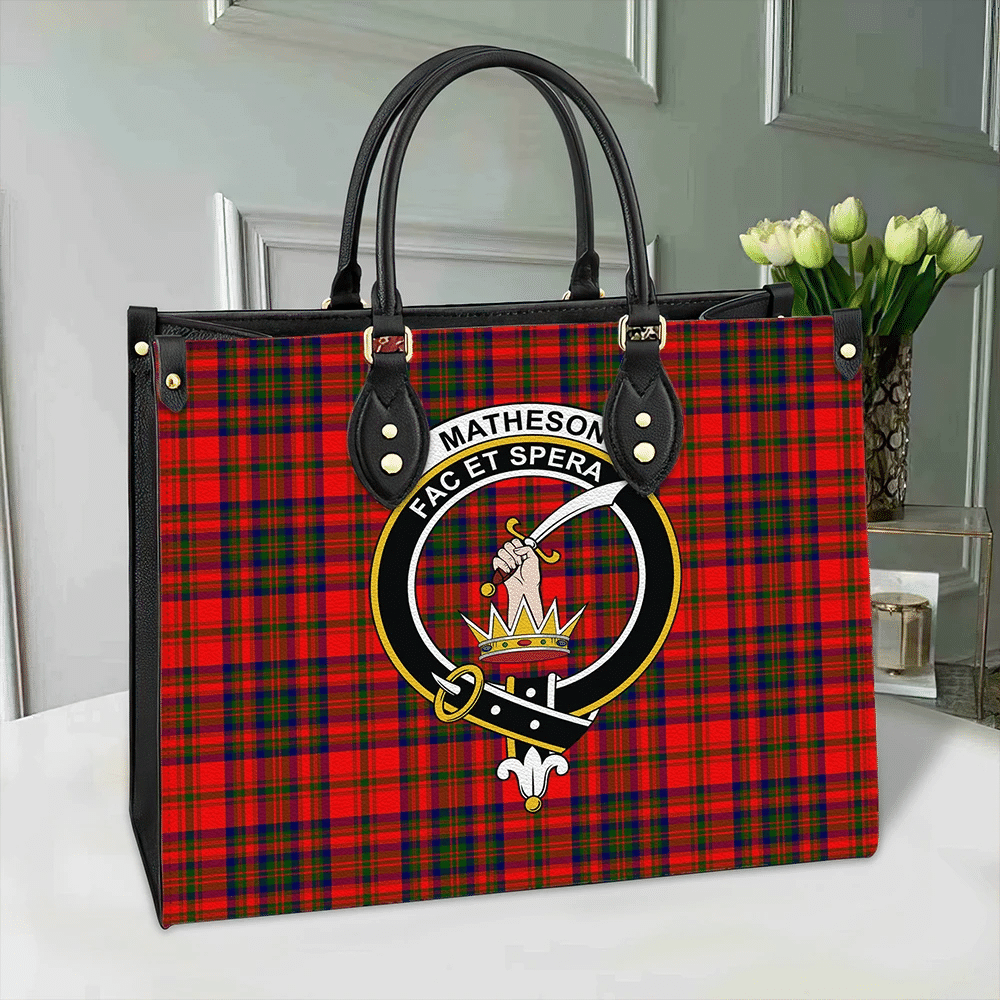 Clan Matheson Modern Tartan Leather Bag SO25 Clan Matheson Tartan Today   