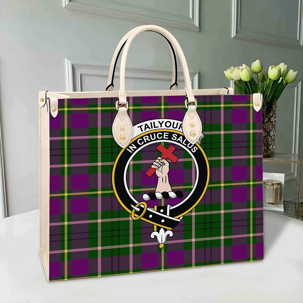 Clan Tailyour Weathered Tartan Crest Leather Bag FB12 Clan Borthwick Tartan Today   