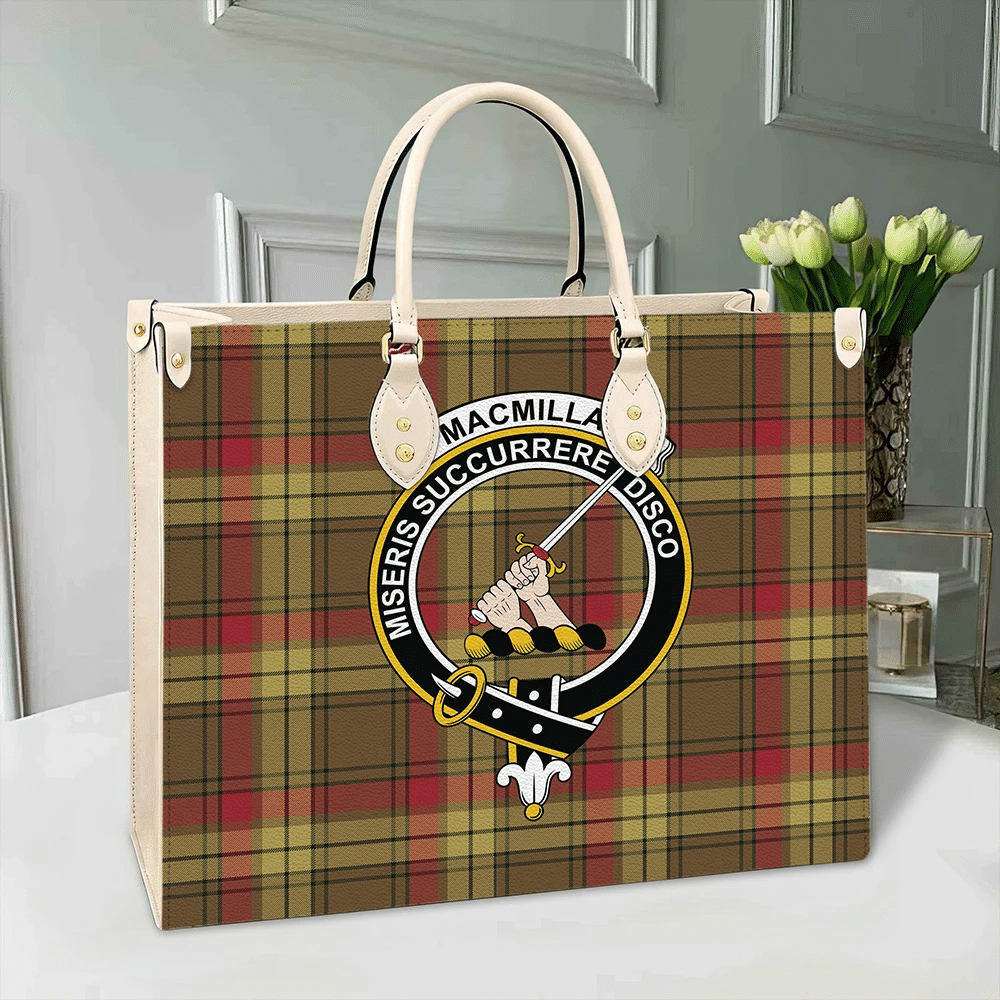 Clan MacMillan Old Weathered Tartan Crest Leather Bag HB53 Clan MacMillan Tartan Today   