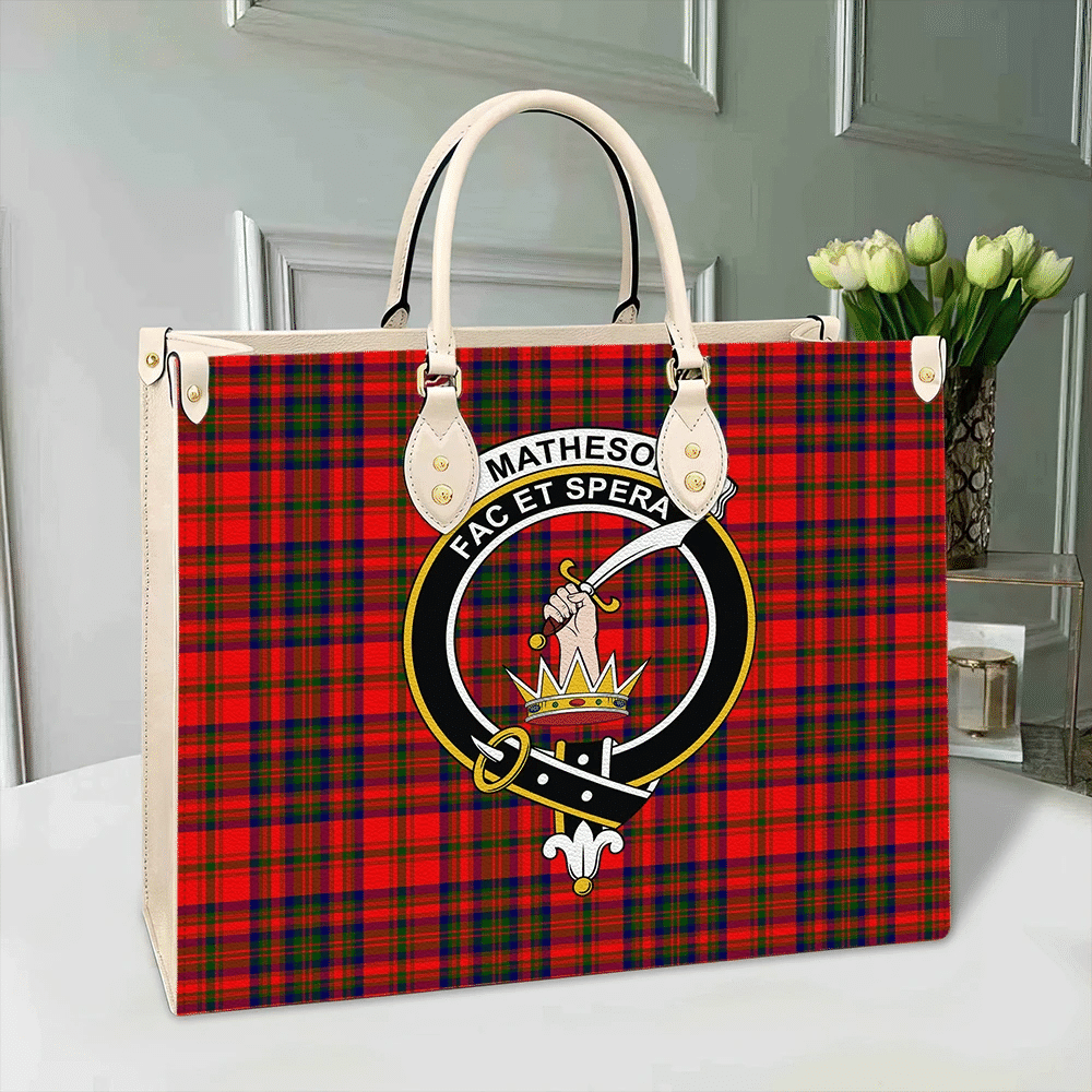 Clan Matheson Modern Tartan Leather Bag SO25 Clan Matheson Tartan Today   
