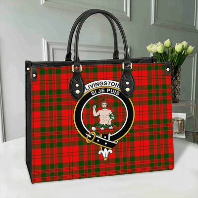 Clan Livingstone Modern Tartan Crest Leather Bag