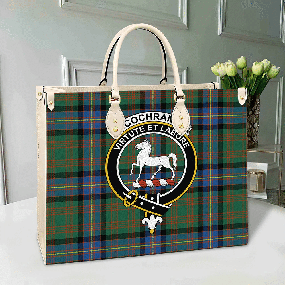 Clan Cochrane Ancient Tartan Crest Leather Bag QJ77 Clan Cochrane Tartan Today   