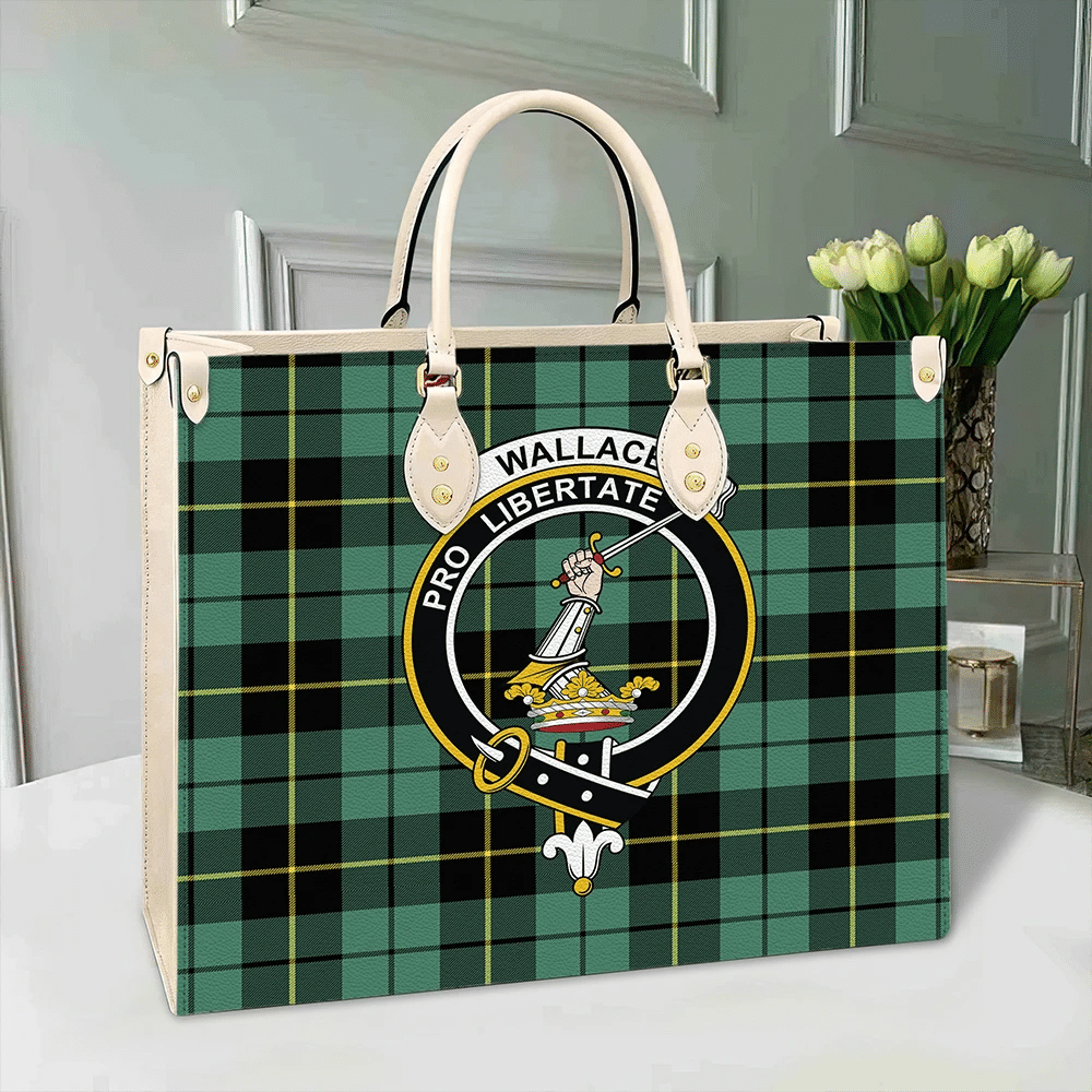 Clan Clan Wallace Hunting Ancient Tartan Crest Leather Bag NJ66 Clan Wallace Tartan Today   