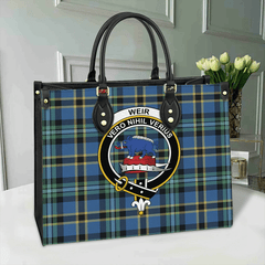 Clan Weir Ancient Tartan Crest Leather Bag CZ42 Clan Weir Tartan Today   
