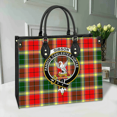 Clan Gibbs Tartan Crest Leather Bag QR13 Clan Gibbs Tartan Today   