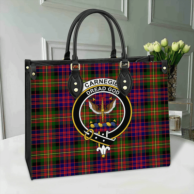 Clan Carnegie Modern Tartan Crest Leather Bag SA15