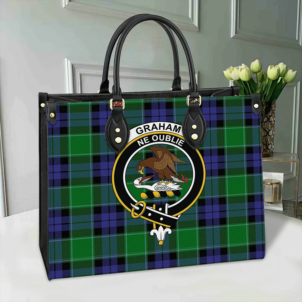 Clan Graham Of Menteith Modern Tartan Crest Leather Bag VQ57 Clan Graham Tartan Today   
