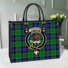 Clan Graham Of Menteith Modern Tartan Crest Leather Bag VQ57 Clan Graham Tartan Today   