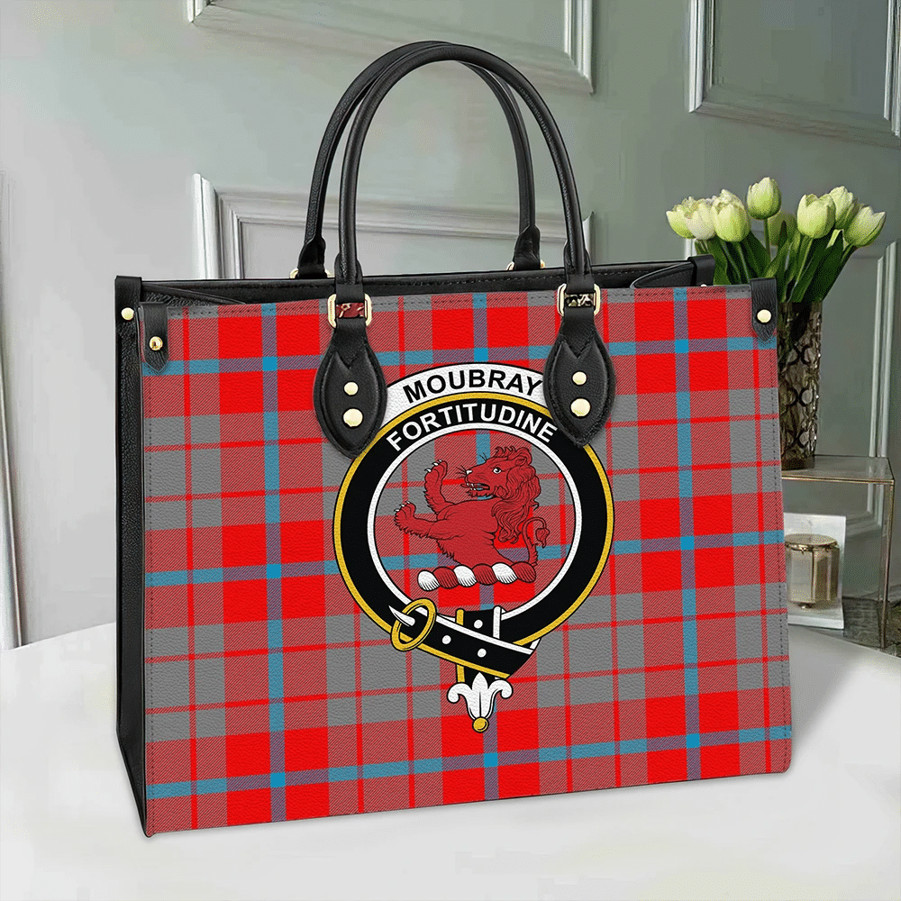 Clan Moubray Tartan Crest Leather Bag KG95 Clan Moubray Tartan Today   