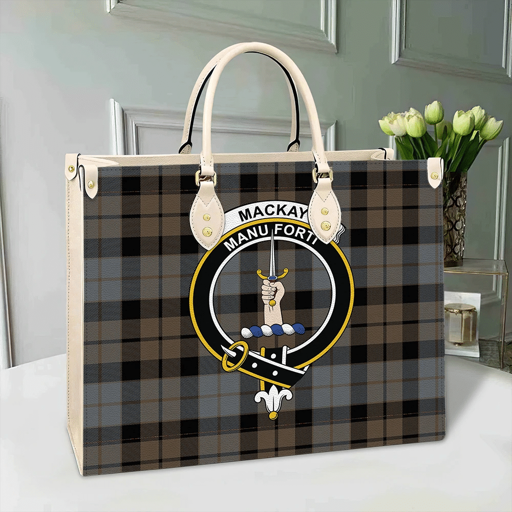 Clan MacKay Weathered Tartan Crest Leather Bag VK84 Clan MacKay Tartan Today   