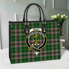 Clan Gray Tartan Crest Leather Bag AT96 Clan Gray Tartan Today   