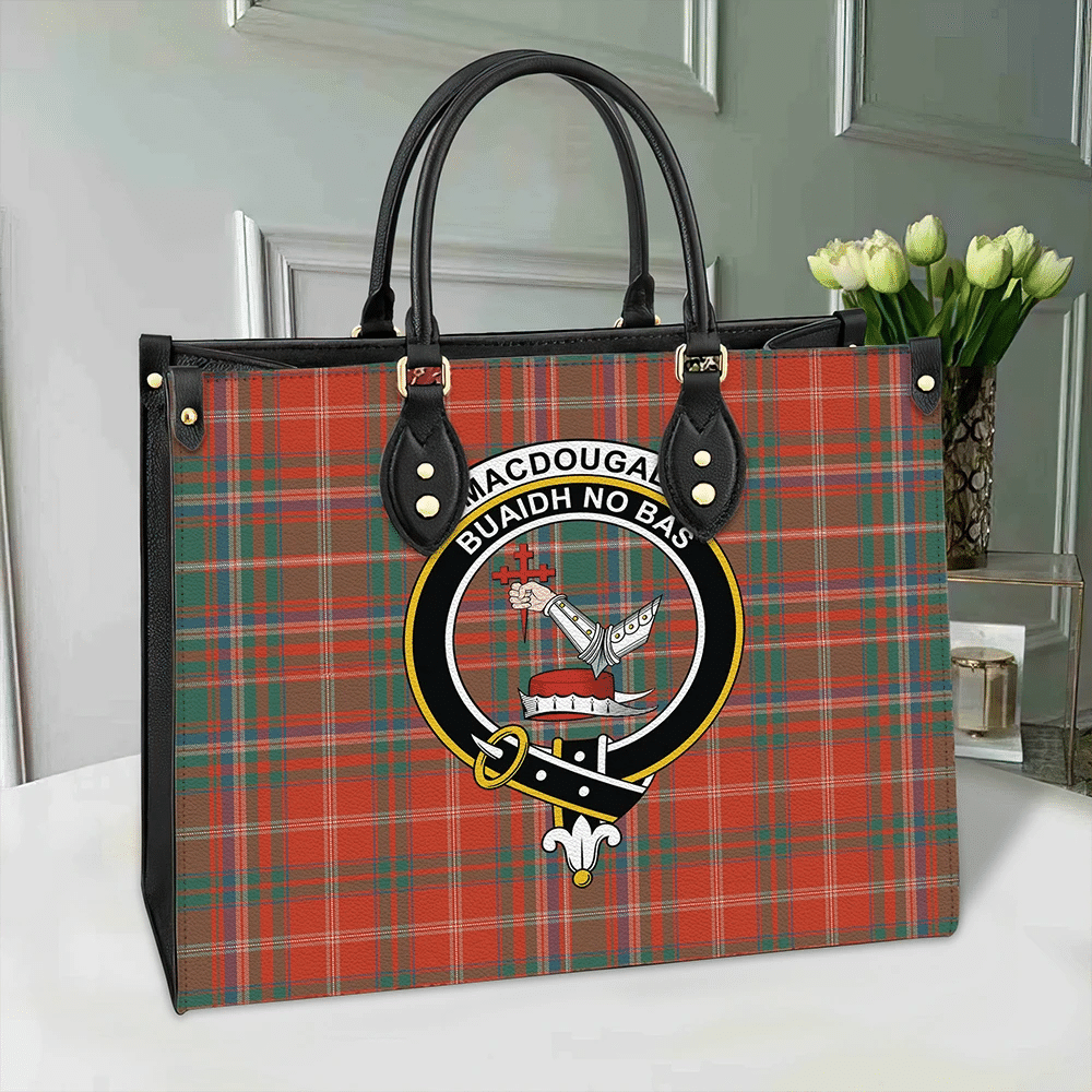 Clan MacDougall Ancient Tartan Crest Leather Bag KB62 Clan MacDougall Tartan Today   