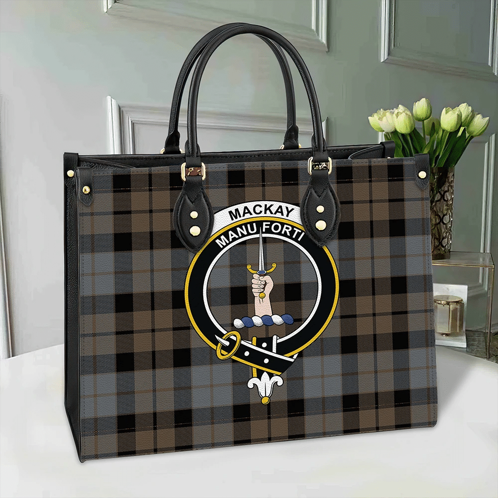 Clan MacKay Weathered Tartan Crest Leather Bag VK84 Clan MacKay Tartan Today   