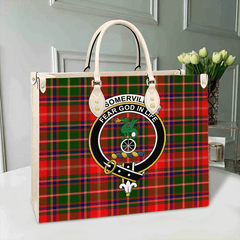Clan Somerville Modern Tartan Crest Leather Bag FR60 Clan Somerville Tartan Today   