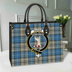 Clan Napier Ancient Tartan Crest Leather Bag YT72 Clan Napier Tartan Today   