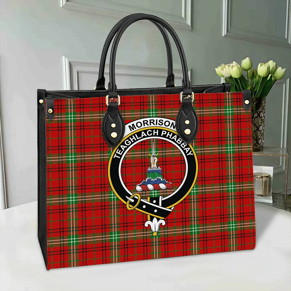 Clan Morrison Red Modern Tartan Crest Leather Bag BB94 Clan Morrison Tartan Today   