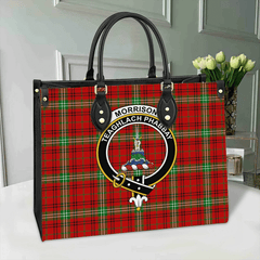 Clan Morrison Red Modern Tartan Crest Leather Bag BB94 Clan Morrison Tartan Today   