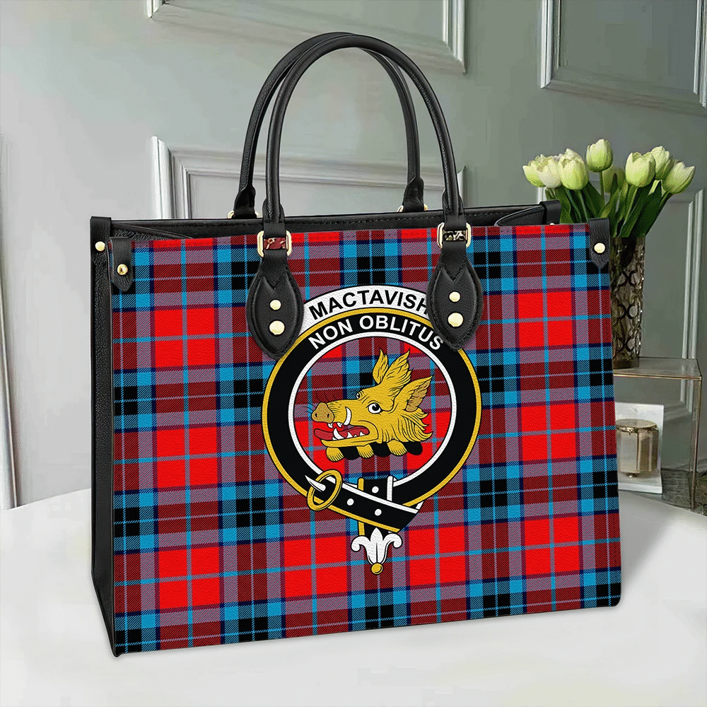 Clan MacTavish Modern Tartan Crest Leather Bag XM50 Clan MacTavish Tartan Today   