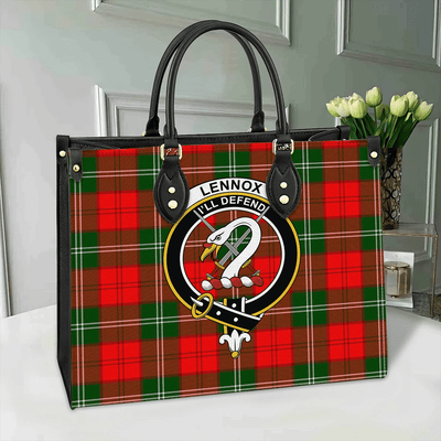 Clan Lennox Modern Tartan Crest Leather Bag