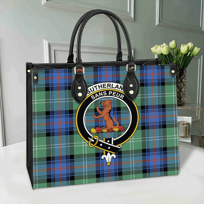 Clan Sutherland Old Ancient Tartan Crest Leather Bag TE41