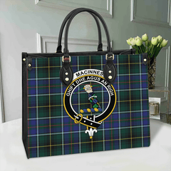 Clan MacInnes Modern Tartan Crest Leather Bag EL41 Clan MacInnes Tartan Today   