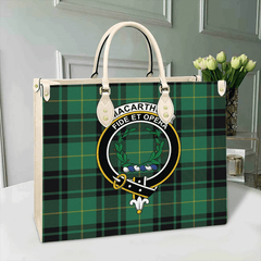 Clan MacArthur Ancient Tartan Crest Leather Bag MS30 Clan MacArthur Tartan Today   