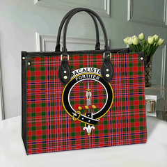 Clan MacAlister Modern Tartan Crest Leather Bag GT80 Clan MacAlister Tartan Today   
