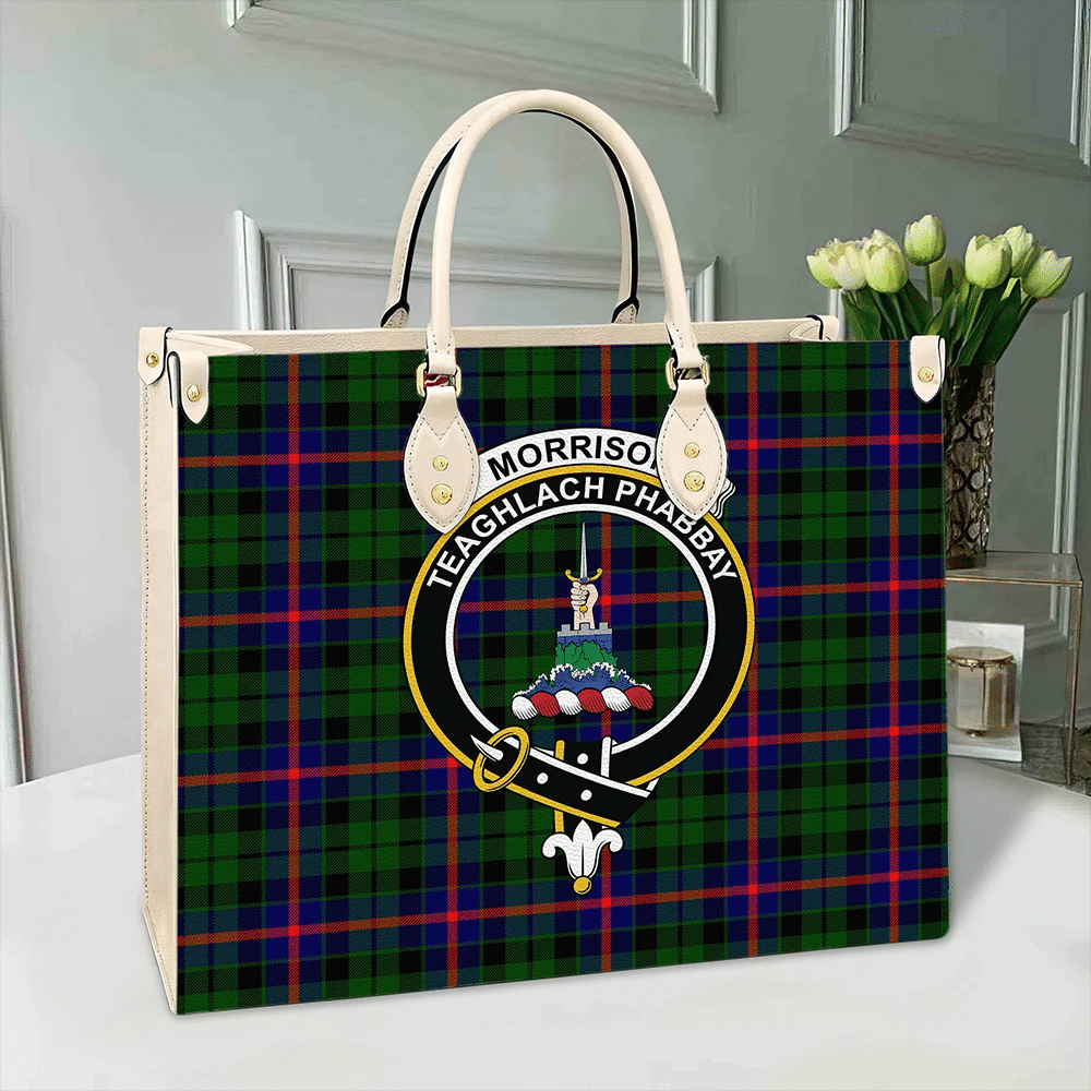 Clan Morrison Modern Tartan Crest Leather Bag TK22 Clan Morrison Tartan Today   
