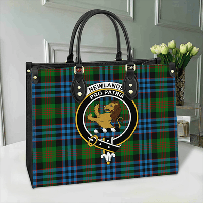Clan Newlands Of Lauriston Tartan Crest Leather Bag