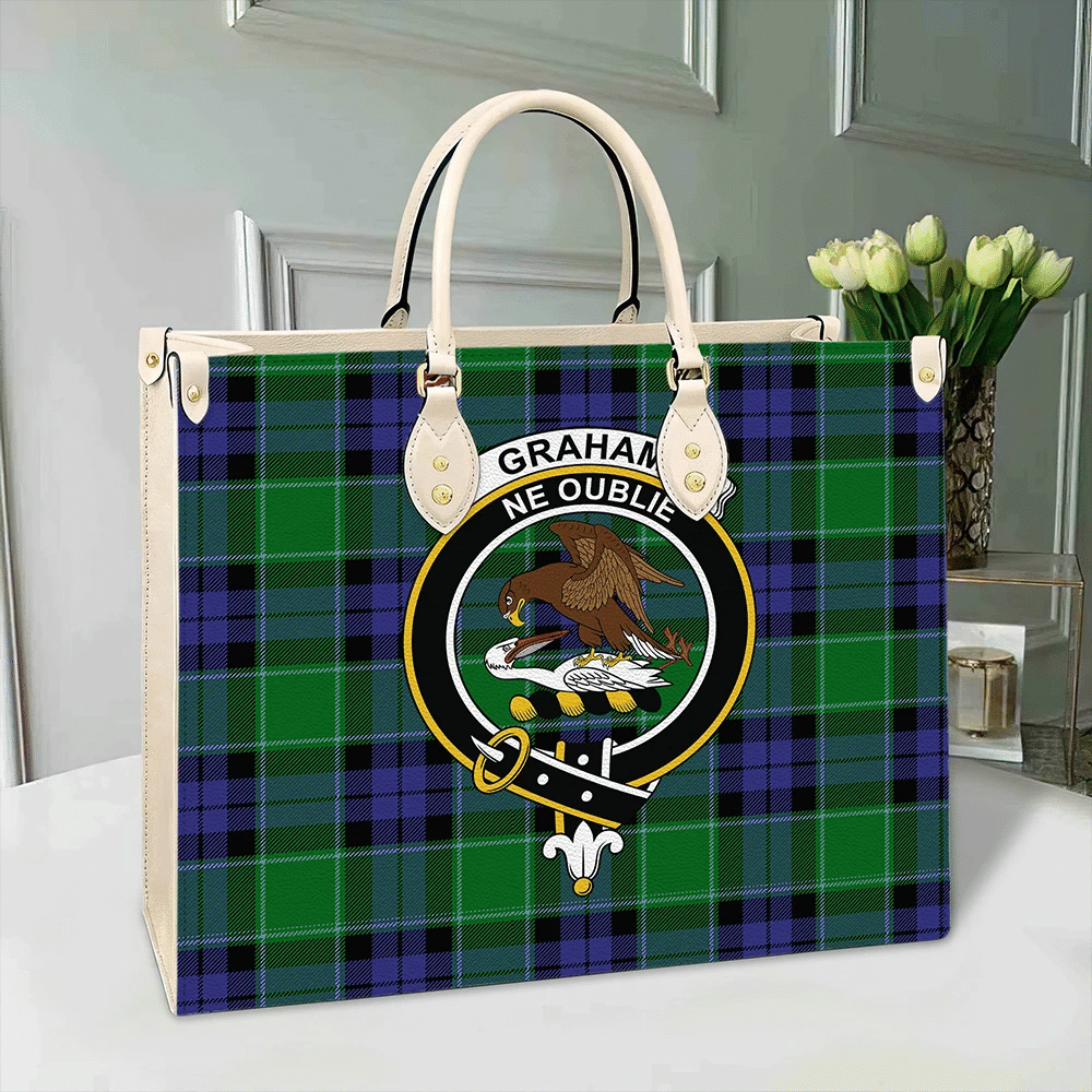 Clan Graham Of Menteith Modern Tartan Crest Leather Bag VQ57 Clan Graham Tartan Today   