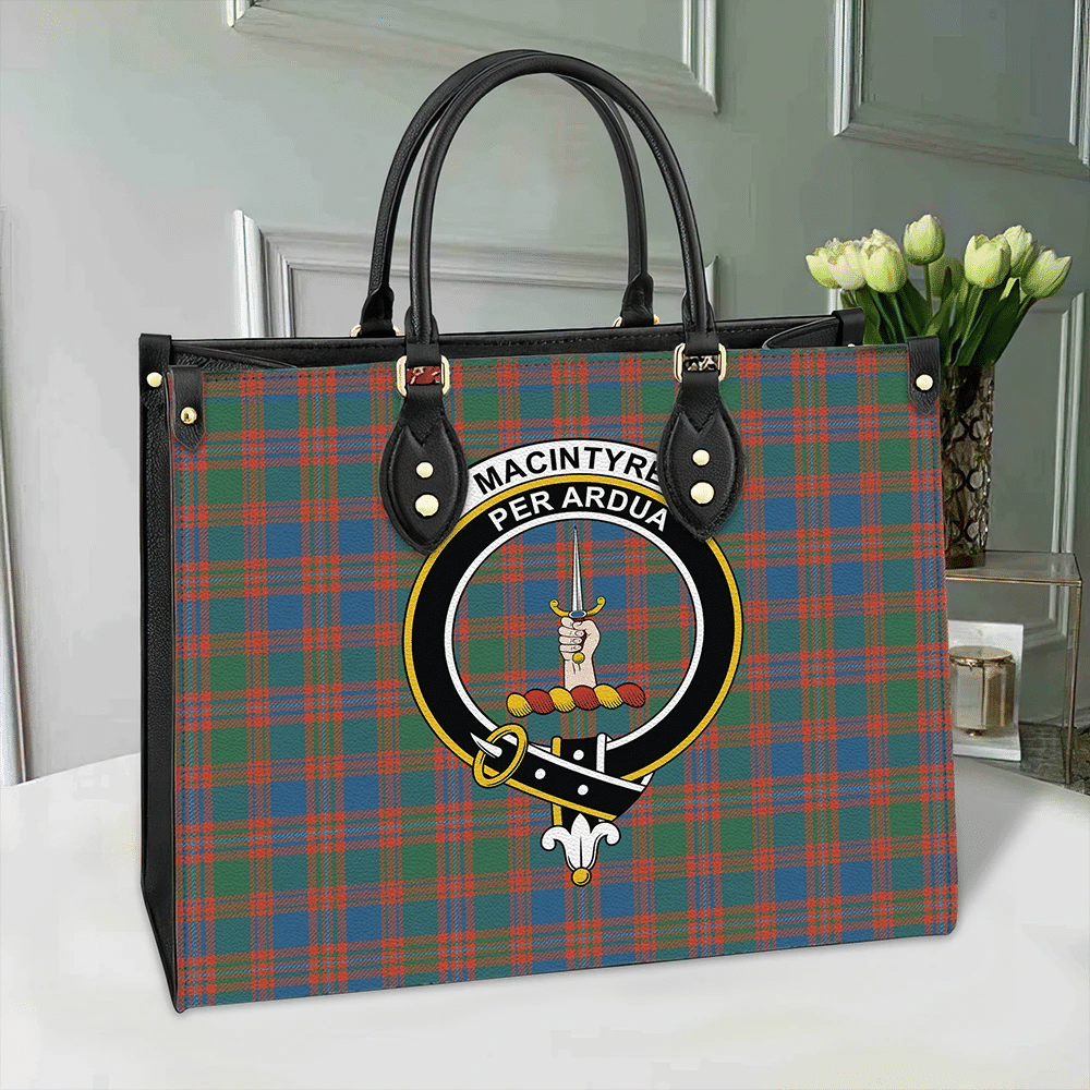 Clan MacIntyre Ancient Tartan Crest Leather Bag HJ31 Clan MacIntyre Tartan Today   