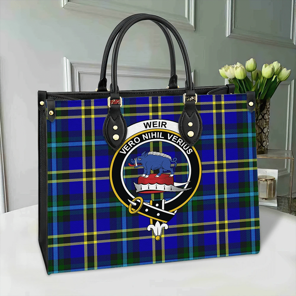 Clan Weir Modern Tartan Crest Leather Bag RB53 Clan Weir Tartan Today   