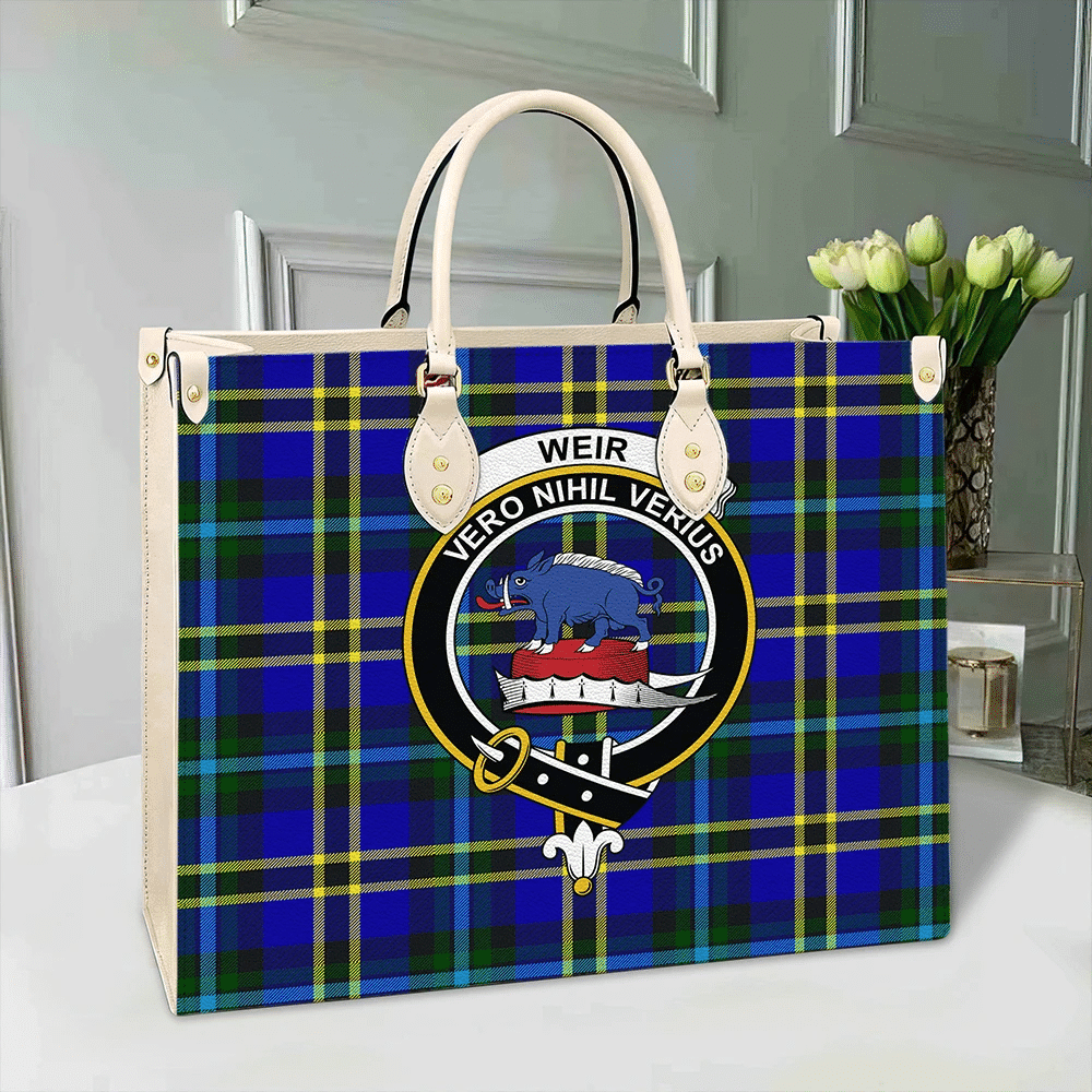 Clan Weir Modern Tartan Crest Leather Bag RB53 Clan Weir Tartan Today   