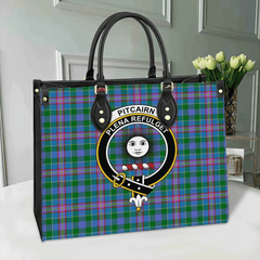 Clan Pitcairn Hunting Tartan Crest Leather Bag AB98 Clan Pitcairn Tartan Today   