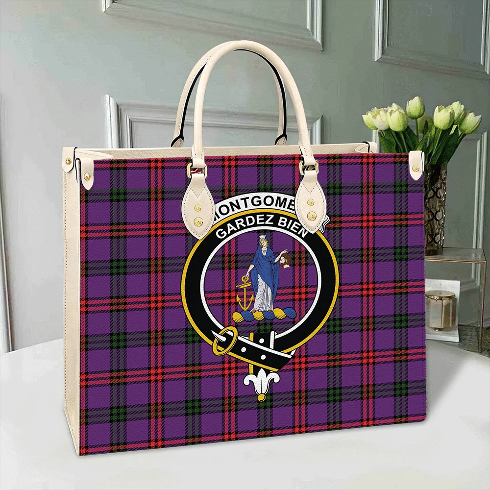 Clan Montgomery Modern Tartan Crest Leather Bag IF55 Clan Montgomery Tartan Today   