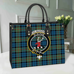Clan Colquhoun Ancient Tartan Crest Leather Bag JT82 Clan Colquhoun Tartan Today   