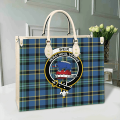 Clan Weir Ancient Tartan Crest Leather Bag CZ42 Clan Weir Tartan Today   
