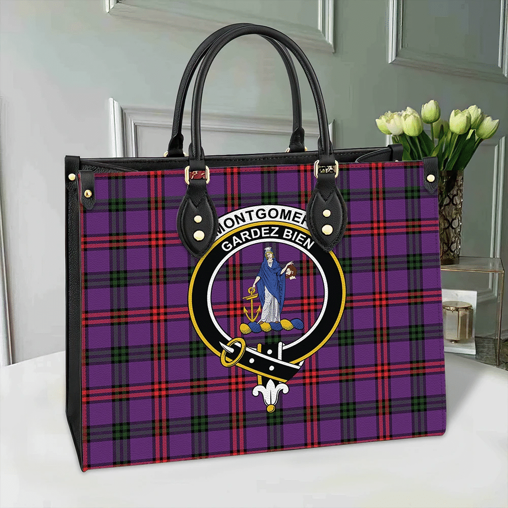 Clan Montgomery Modern Tartan Crest Leather Bag IF55 Clan Montgomery Tartan Today   
