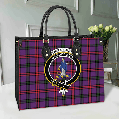 Clan Montgomery Modern Tartan Crest Leather Bag IF55