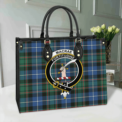 Clan MacRae Hunting Ancient Tartan Crest Leather Bag SP10 Clan MacRae Tartan Today   