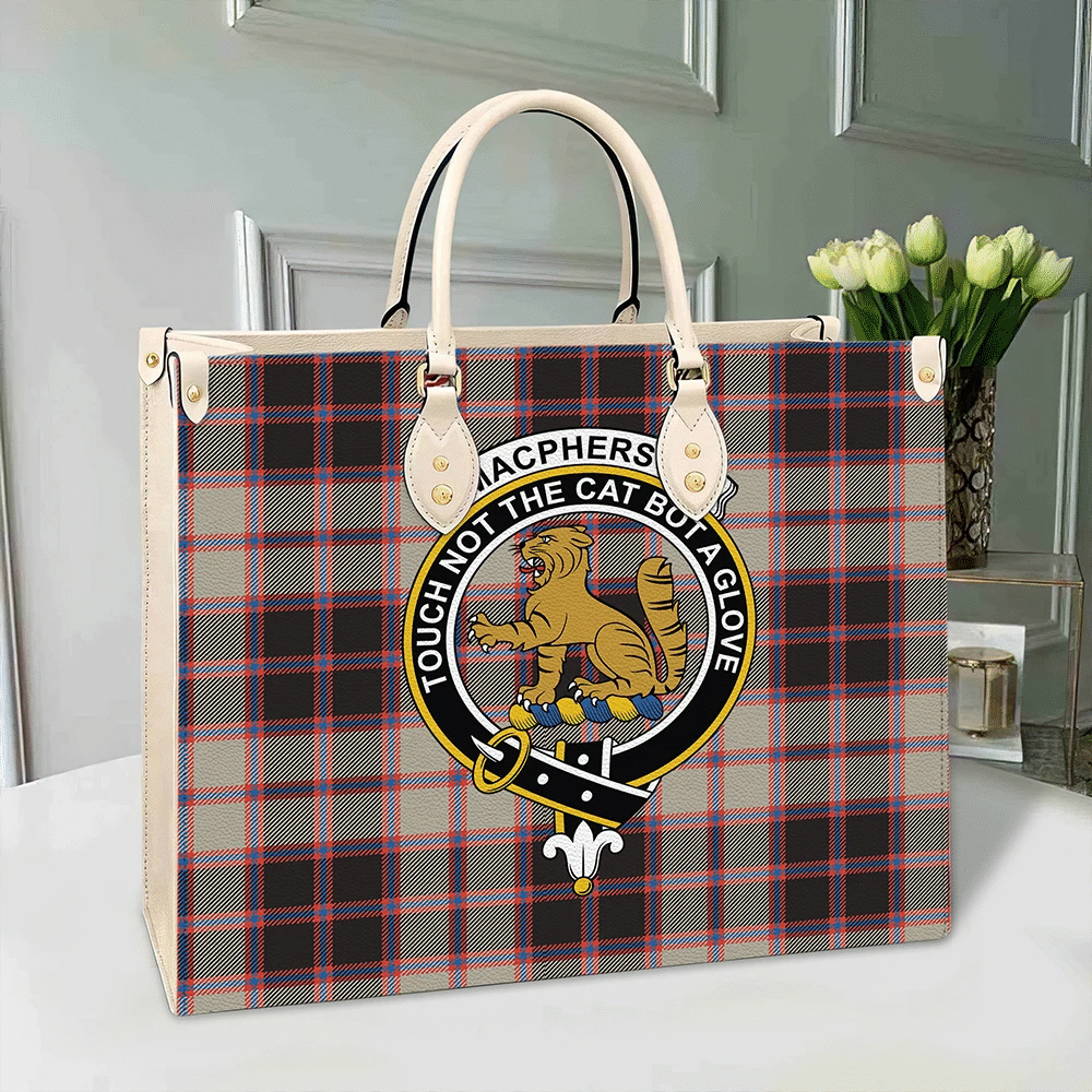 Clan MacPherson Hunting Ancient Tartan Crest Leather Bag MS41 Clan MacPherson Tartan Today   