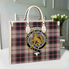 Clan MacPherson Hunting Ancient Tartan Crest Leather Bag MS41 Clan MacPherson Tartan Today   