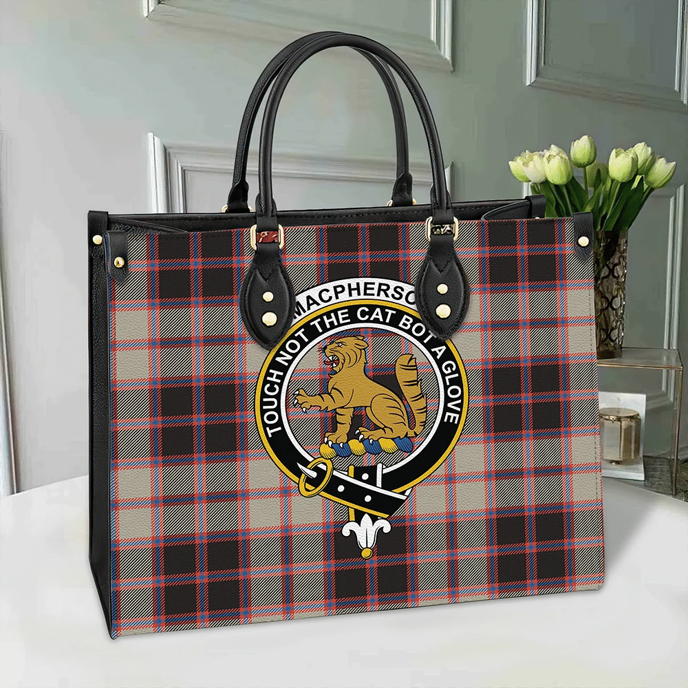 Clan MacPherson Hunting Ancient Tartan Crest Leather Bag MS41 Clan MacPherson Tartan Today   