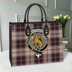 Clan MacPherson Hunting Ancient Tartan Crest Leather Bag MS41 Clan MacPherson Tartan Today   