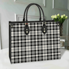 Clan Scott Black & White Ancient Tartan Leather Bag WW70 Clan Scott (Scott Tartan) Tartan Today   