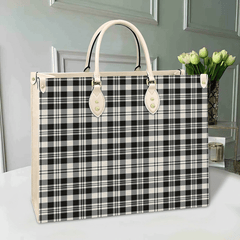 Clan Scott Black & White Ancient Tartan Leather Bag WW70 Clan Scott (Scott Tartan) Tartan Today   