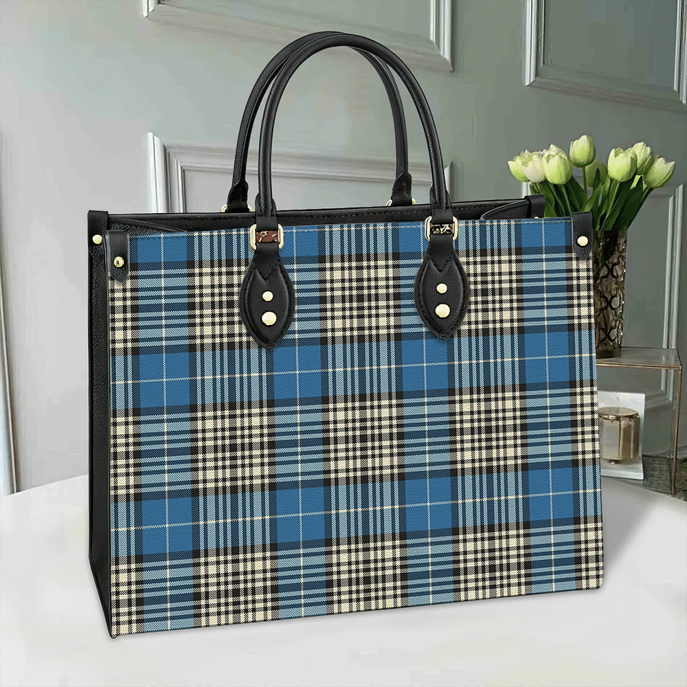 Clan Napier Ancient Tartan Leather Bag LW25 Clan Napier Tartan Today   