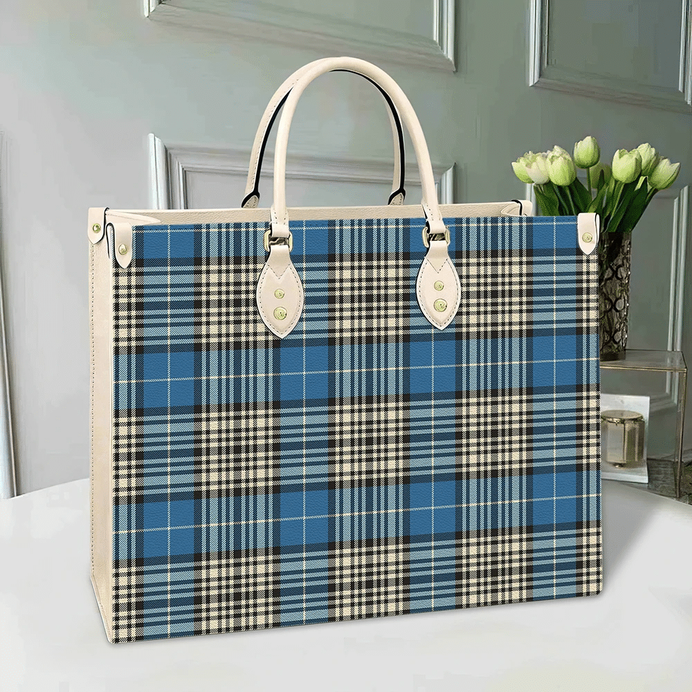 Clan Napier Ancient Tartan Leather Bag LW25 Clan Napier Tartan Today   