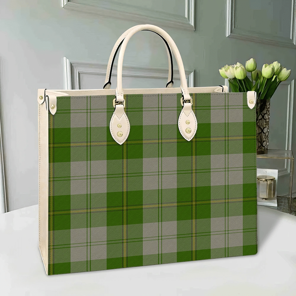 Clan Cunningham Dress Green Dancers Tartan Leather Bag FL21 Clan Cunningham Tartan Today   